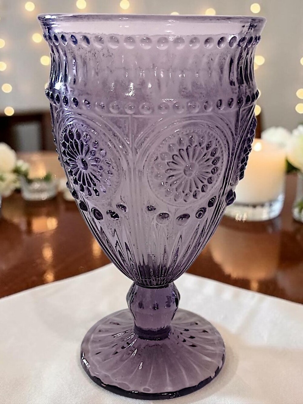 1 Pioneer Woman ADELINE Goblet Glass Plum Purple Footed Water Goblet Iced Tea
